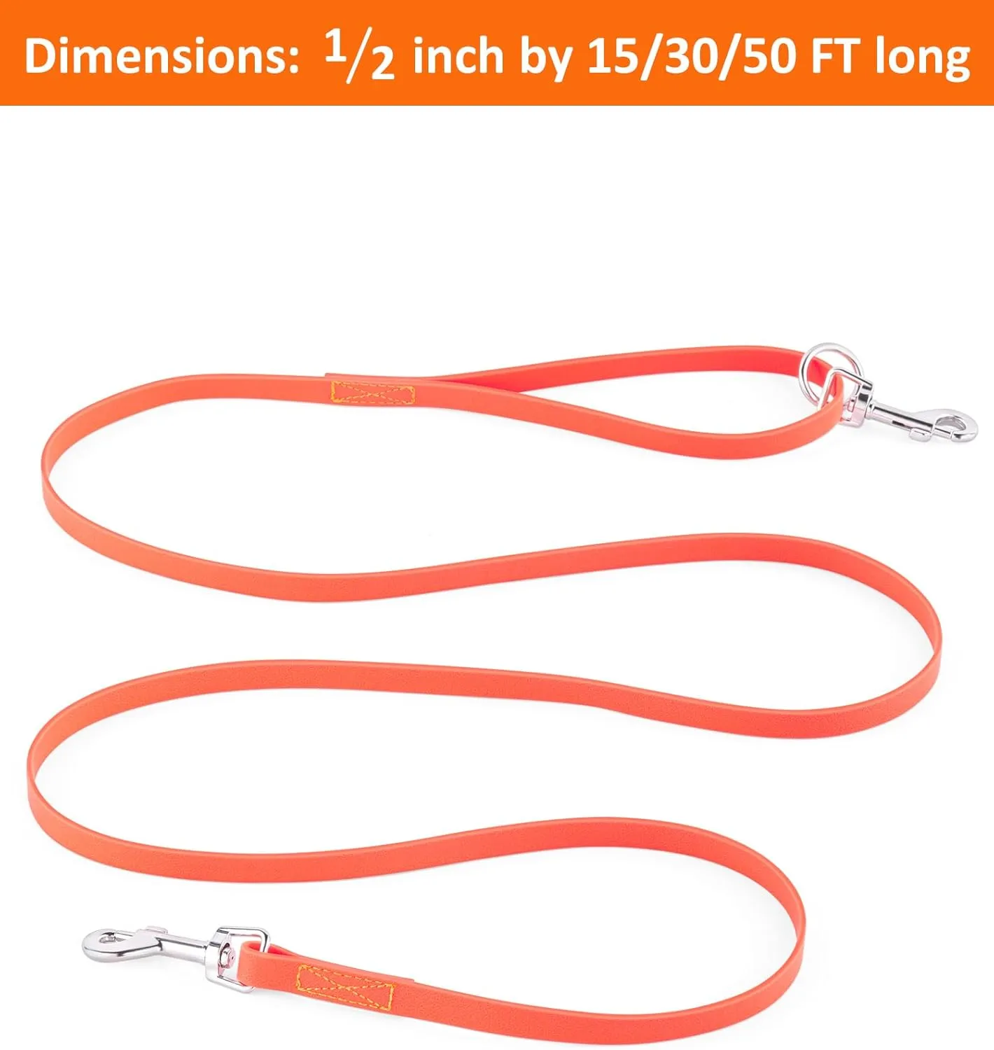 Waterproof Long Leash for Dogs Training 16FT/30FT/50FT, Long Dog Leash Heavy Duty,Dog Lead for Large Medium Small Dogs Outside Walking, Playing, Camping, or Yard(Orange 30FT)